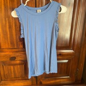 Sew In Love Ruffled Blue Tank Top